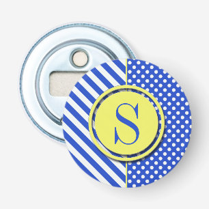 Royal Blue Polka Dots and Stripes-Monogram STaylor Bottle Opener