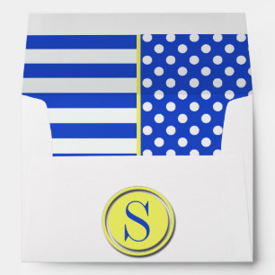 Royal Blue Polka Dots and Stripes-Monogram STaylor Envelope