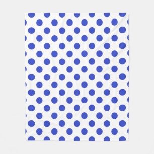 Royal blue polka dots fleece blanket