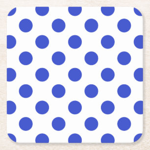 Royal blue polka dots square paper coaster