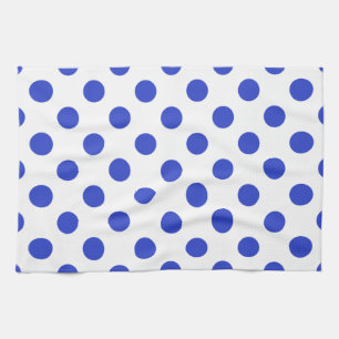 Royal blue polka dots tea towel