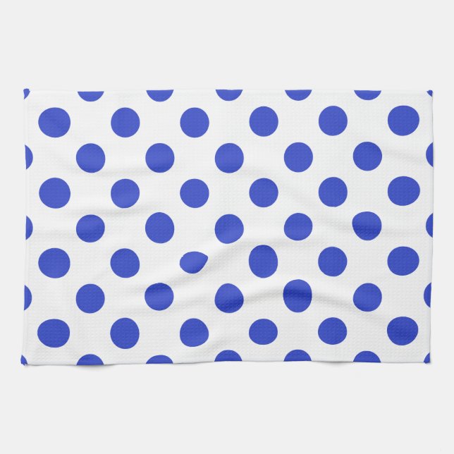 Royal blue polka dots tea towel (Horizontal)