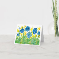 Royal Blue Poppies Watercolor Flowers Thank You