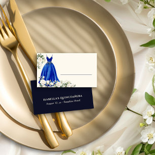 Royal Blue Princess Dress Personalised Place Card