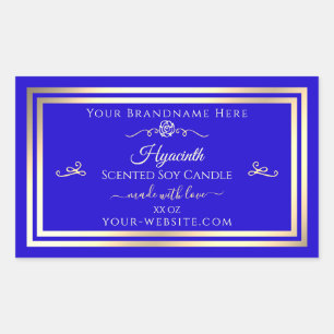 Royal Blue Product Label Gold Frame Vintage Rose