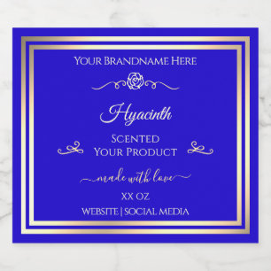 Royal Blue Product Label Gold Frame Vintage Rose