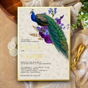 Royal Blue Purple Floral Indian Peacock Wedding