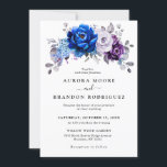 Royal Blue Purple Navy Lilac Blooms Wedding Invitation<br><div class="desc">Elegant royal blue Purple lilac lavender floral theme wedding Invitation featuring elegant bouquet of dusty blue,  Navy,  purple,  lilac colour rose flowers buds and sage green eucalyptus leaves. Please contact me for any help in customisation or if you need any other product with this design.</div>