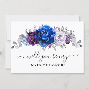 Royal Blue Purple Will you be my Maid of Honour Invitation
