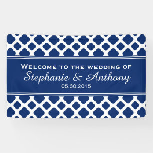 Royal Blue Quatrefoil Wedding Banner
