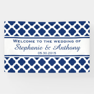 Royal Blue Quatrefoil Wedding Welcome Banner