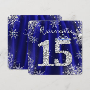 Royal Blue Quinceanera 15th Elite Elegant Birthday Invitation