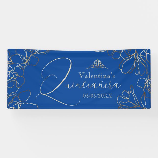 Royal Blue Quinceañera Banner (Horizontal)