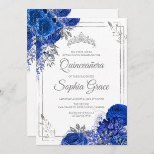 Royal Blue Quinceañera Butterflies Mis Quince Invitation