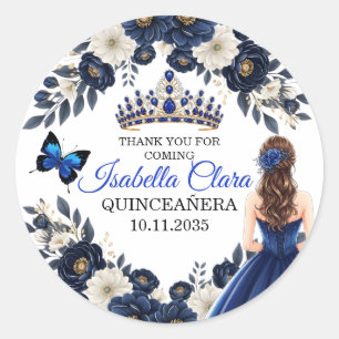 Royal Blue Quinceañera Butterfly Favor Sticker