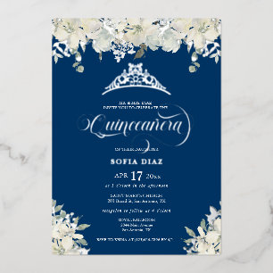 Royal Blue Quinceañera Floral Gold  