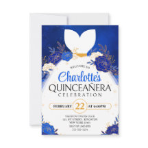 Royal Blue Quinceanera﻿ Floral Princess Dress