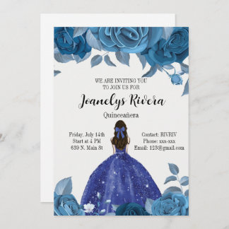Royal Blue Quinceañera Invitation