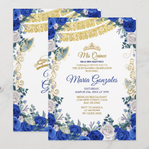 Royal Blue Quinceanera Mexican Girl 15th Birthday Invitation
