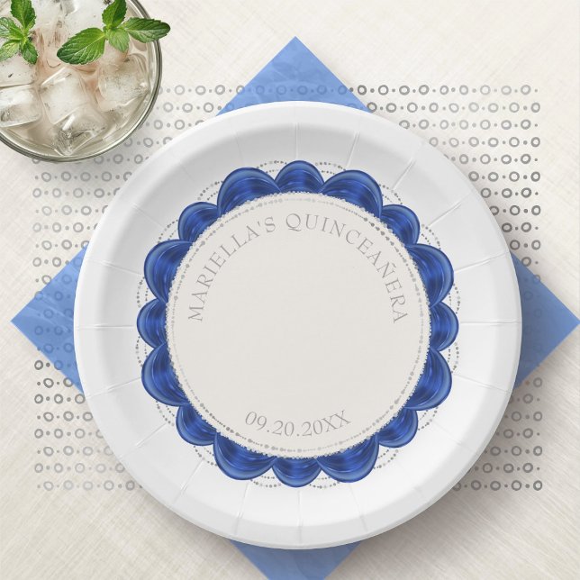 Royal Blue Quinceanera Paper Plate (Creator Uploaded)