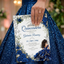Royal Blue Quinceañera Silver Butterflies