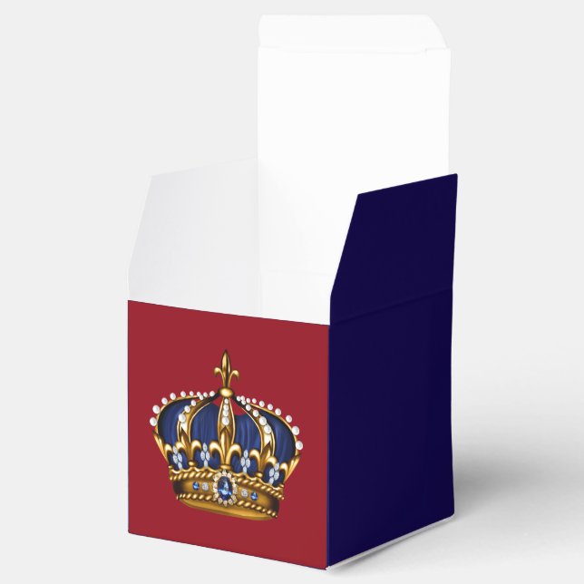 Royal Blue Red and Gold Prince Crown Favour Box (Opened)
