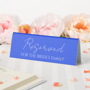 Royal Blue Reserved for Bride's Family Wedding