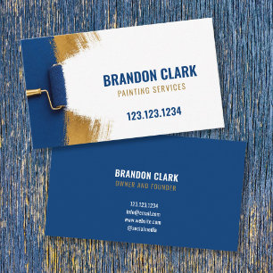Royal Blue Roller with Gilded Handle Trim Painting Business Card