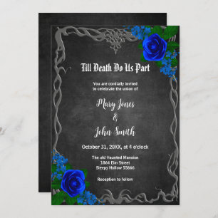 Royal Blue Rose Chalk Board Fall Wedding Invitation