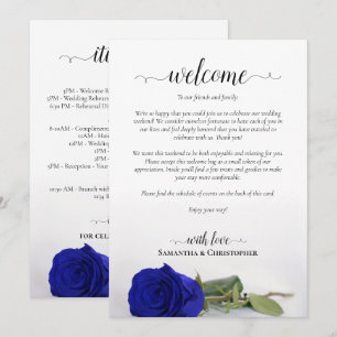 Royal Blue Rose Chic Wedding Welcome & Itinerary Program