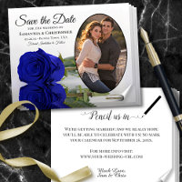 Royal Blue Rose Photo Save The Date BUDGET