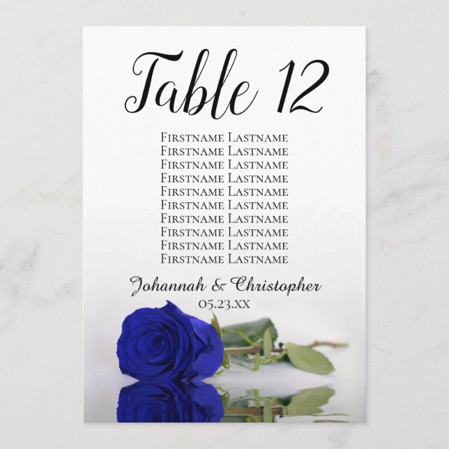 Royal Blue Rose Wedding Table Seating Chart Large (Front)