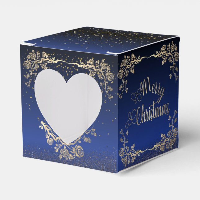 Royal Blue Roses Christmas Gift Box (Front Side)