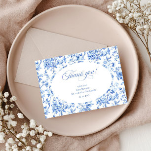 Royal Blue Roses Elegant Wedding Thank You Card