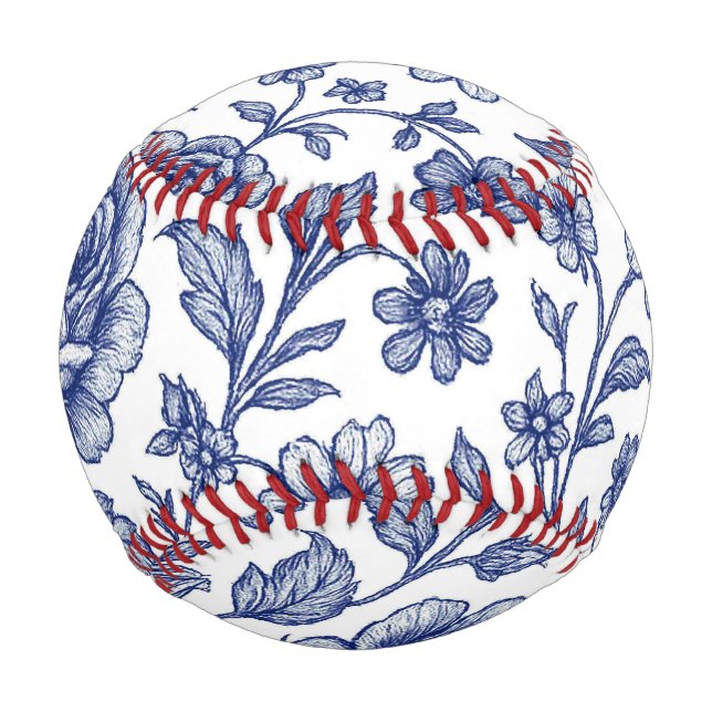 Royal Blue Roses Floral Pattern  Baseball (Front)