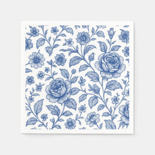Royal Blue Roses Floral Pattern Napkin