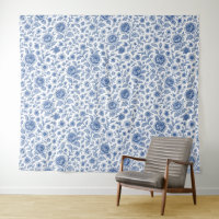 Royal Blue Roses Floral Pattern 