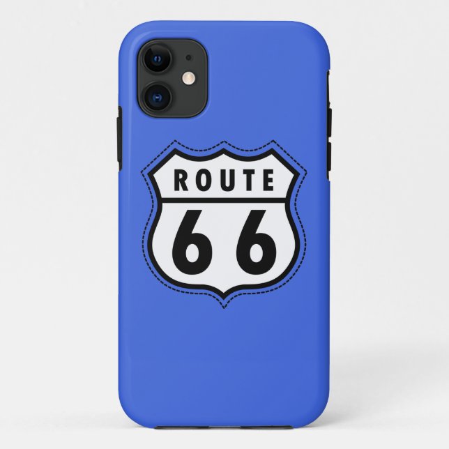 Royal Blue Route 66 Road Sign Case-Mate iPhone Case (Back)
