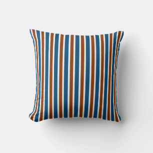 royal blue, rust brown, and crisp white vertical s cushion