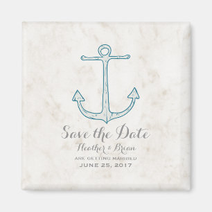 Royal Blue Rustic Anchor Save the Date Magnet