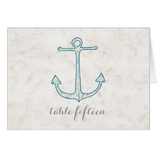 Royal Blue Rustic Anchor Wedding Table Number