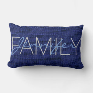 Royal blue Rustic Burlap Monogram Lumbar Cushion