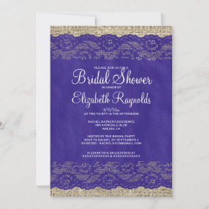Royal Blue Rustic Lace Bridal Shower Invitations