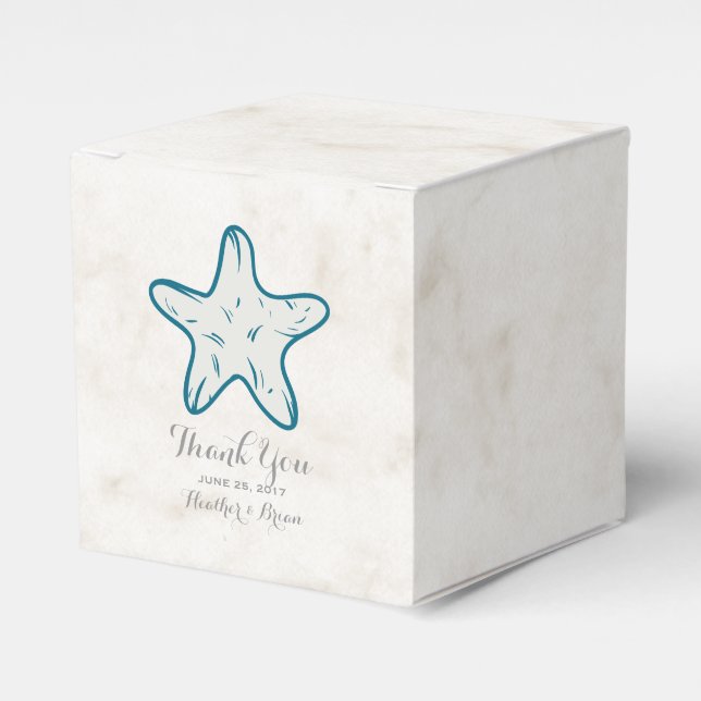 Royal Blue Rustic Starfish Wedding Favour Box (Front Side)