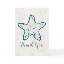 Royal Blue Rustic Starfish Wedding Thank You