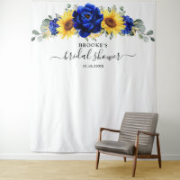 Royal Blue Rustic Sunflower Modern Bridal Shower