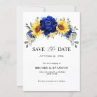 Royal Blue Rustic Sunflower Modern Floral Wedding