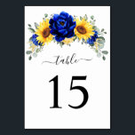 Royal Blue Rustic Sunflower Modern Floral Wedding  Table Number<br><div class="desc">Elegant and modern rustic country wedding table number features bright yellow sunflower,  Royal blue peonies ,  baby’s breath,  gypsophila floral frame / wreath with eucalyptus leaves. Please find more matching designs and variations from my "blissweddingpaperie" store. And feel free to contact me for further customisation or matching items.</div>