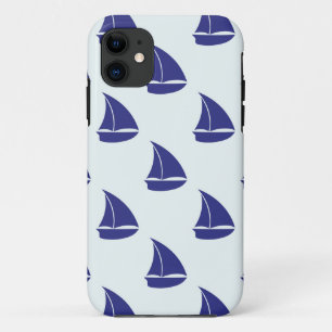 Royal Blue Sailboat Pattern iPhone 11 Case
