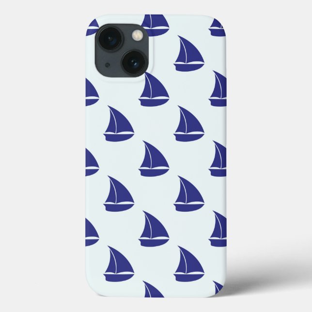 Royal Blue Sailboat Pattern Case-Mate iPhone Case (Back)